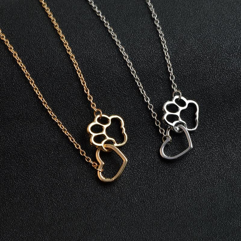 Heart and Paw Necklace Offer gold silver discount
